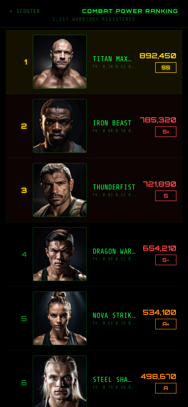 SCOUTER ranking page